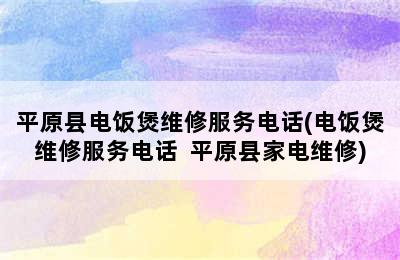 平原县电饭煲维修服务电话(电饭煲维修服务电话  平原县家电维修)